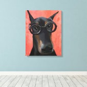 Doberman mit Brille Leinwanddruck (Insitu (Holzboden))