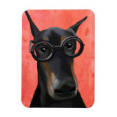 Doberman mit Brille Magnet (Vertikal)