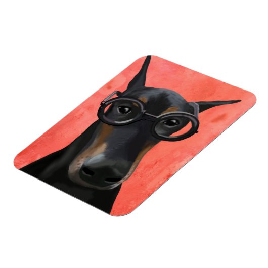 Doberman mit Brille Magnet (Linke Seite)