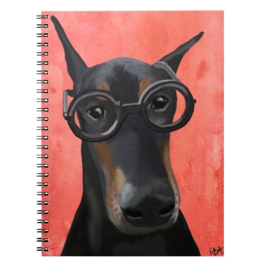 Doberman mit Brille Notizblock (Vorderseite)