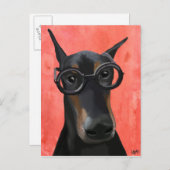 Doberman mit Brille Postkarte (Vorne/Hinten)
