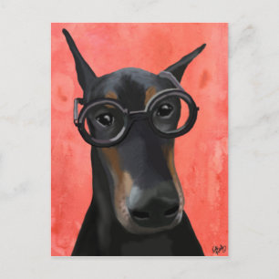 Doberman mit Brille Postkarte