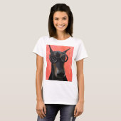 Doberman mit Brille T-Shirt (Vorne ganz)