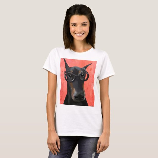 Doberman mit Brille T-Shirt (Vorne ganz)