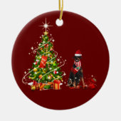 Doberman mit Hat Scaft Weihnachten Keramik Ornament (Vorne)