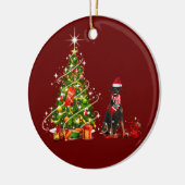 Doberman mit Hat Scaft Weihnachten Keramik Ornament (Links)
