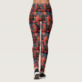 Doberman mit Herz-Rose Valentinstag Leggings (Rückseite)