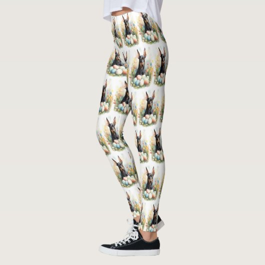 Doberman mit Ostereiern Leggings (Links)