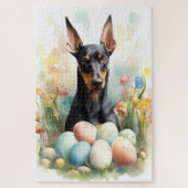 Doberman mit Ostereiern Puzzle (Vertikal)