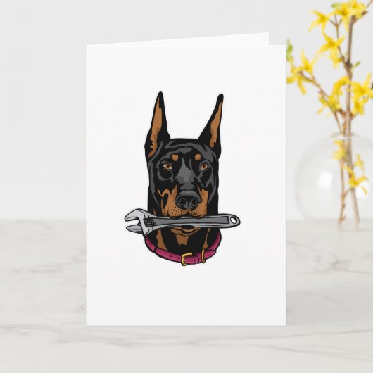 Doberman mit Schlüssel Karte (Gelbe Blume)
