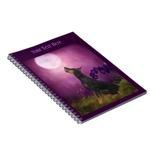 Doberman Moon Fantasy Dog Art Notebook Notizblock (Rechte Seite)