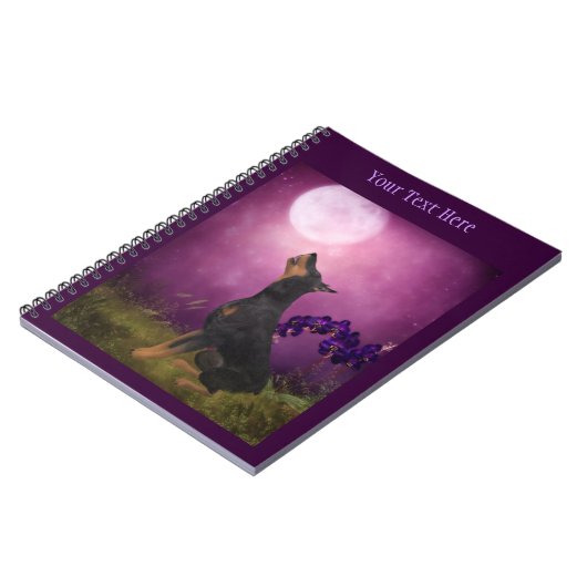 Doberman Moon Fantasy Dog Art Notebook Notizblock (Linke Seite)