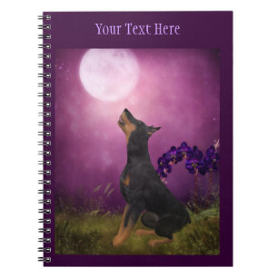 Doberman Moon Fantasy Dog Art Notebook Notizblock