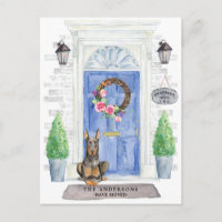 Doberman Moving Ankündigung Postkarte