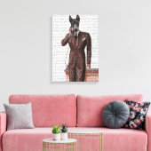 Doberman on Phone Leinwanddruck (Insitu (Wohnzimmer))