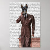 Doberman on Phone Poster (Vorne)