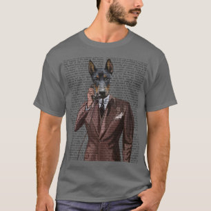 Doberman on Phone T-Shirt