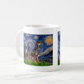 Doberman Pair - Starry Night Kaffeetasse (Vorderseite Links)