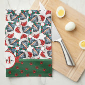 Doberman Pattern Monogram Christmas Dog Geschirrtuch (Viertel Falte)