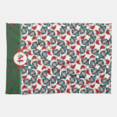 Doberman Pattern Monogram Christmas Dog Geschirrtuch (Horizontal)