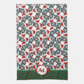 Doberman Pattern Monogram Christmas Dog Geschirrtuch (Vertikal)