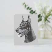 Doberman Pencil Zeichnend Postkarte (Stehend Vorderseite)