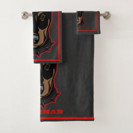 Doberman Pincher Black & Red Typ Bad Badhandtuch Set