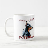 Doberman Pincher Black Watercolor Personalize Kaffeetasse (Links)