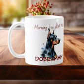 Doberman Pincher Black Watercolor Personalize Kaffeetasse