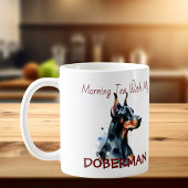 Doberman Pincher Black Watercolor Personalize Kaffeetasse