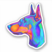 Doberman Pincher in Colors Aufkleber (Vorderseite)