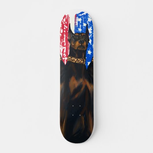 Doberman Pinscher American Flag patriotischer Hund Skateboard (Vorne)