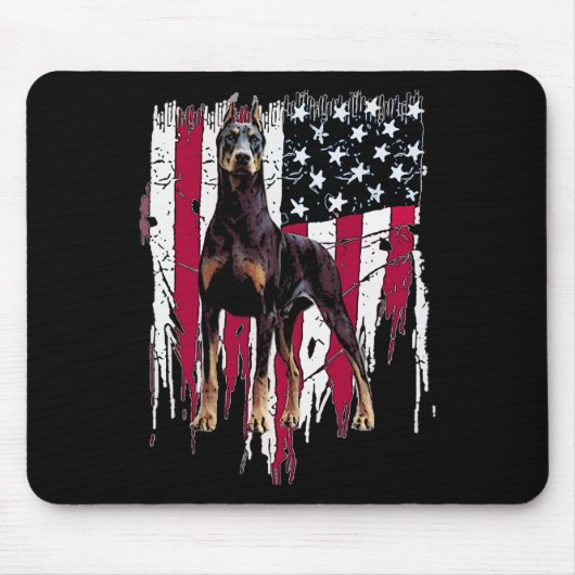 Doberman Pinscher American Flag Usa Awesome  Mousepad (Vorne)