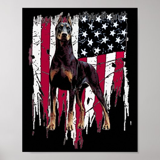 Doberman Pinscher American Flag Usa Awesome Poster (Vorne)