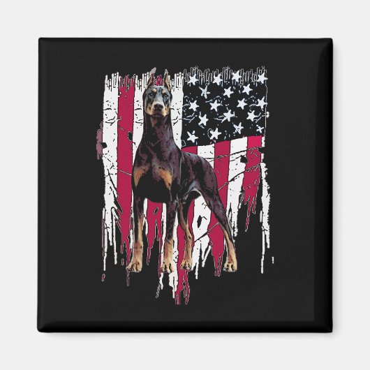 Doberman Pinscher American Flag USA Phantastisch Magnet (Vorne)