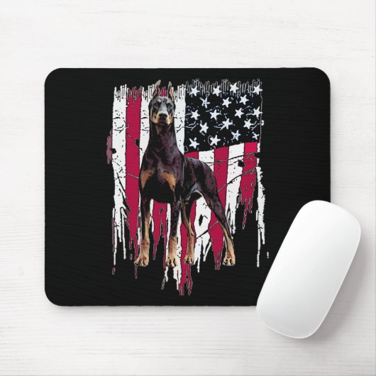 Doberman Pinscher American Flag USA Phantastisch Mousepad (Mit Mouse)