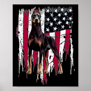 Doberman Pinscher American Flag USA Phantastisch Poster