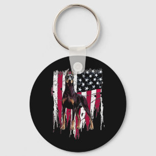 Doberman Pinscher American Flag USA Phantastisch Schlüsselanhänger