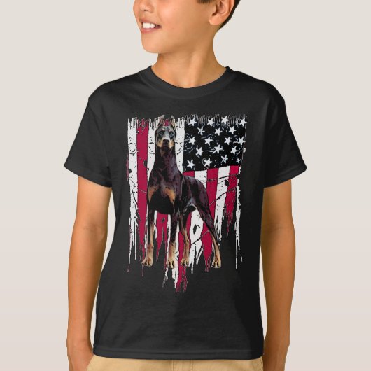 Doberman Pinscher American Flag USA Phantastisch T-Shirt (Vorderseite)