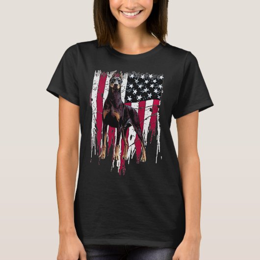Doberman Pinscher American Flag USA Phantastisch T-Shirt (Vorderseite)