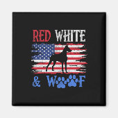 Doberman Pinscher American Flag USA Red White und Magnet (Vorne)