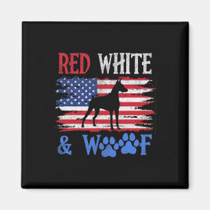 Doberman Pinscher American Flag USA Red White und Magnet