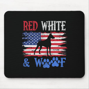 Doberman Pinscher American Flag USA Red White und Mousepad