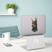 Doberman Pinscher Aufkleber (Laptop auf Schreibtisch)