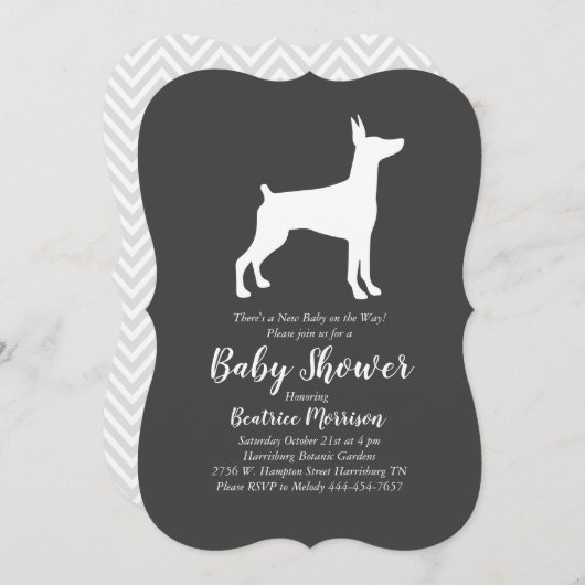 Doberman Pinscher Baby Shower Gender Neutral Einladung (Vorne/Hinten)