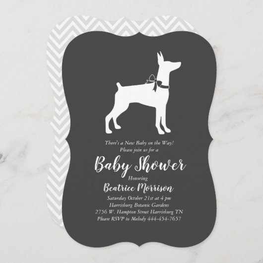 Doberman Pinscher Baby Shower Gender Neutral Einladung (Vorne/Hinten)