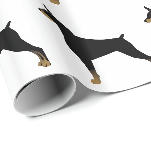 Doberman Pinscher Basic Hund Rasse Illustration Geschenkpapier (Rolleneckpunkt)