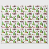 Doberman Pinscher, Bird and Christmas Tree Geschenkpapier (Flach)