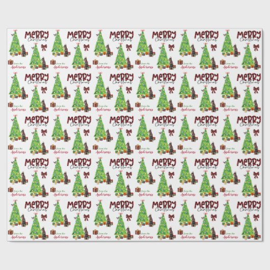 Doberman Pinscher, Bird and Christmas Tree Geschenkpapier (Flach)