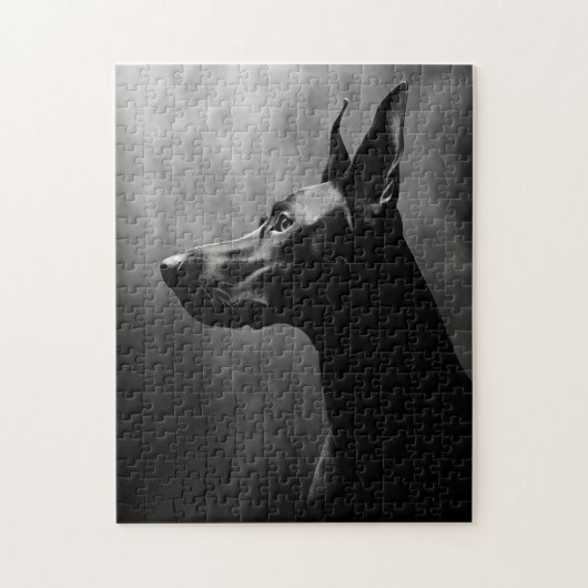 Doberman Pinscher Black and White Puzzle (Vertikal)